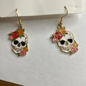Floral Skull Earrings